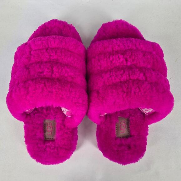 UGG GIRL’S FLUFF YEAH SLIDE – ROCK ROSE – SIZE US 13 – PLUSH SLIP-ON SANDAL - Picture 3 of 13